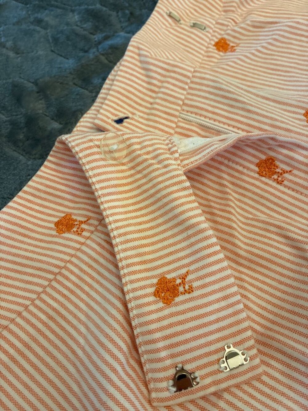 Vintage Evan Picone Woman 14W Capri Pants NWT Orange Stripe Embroidered Cotton C - Picture 10 of 11